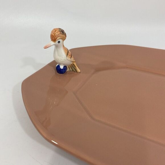New Anthropologie Loro Bird Ceramic Serving Platter Peach 18” - Picture 3 of 9